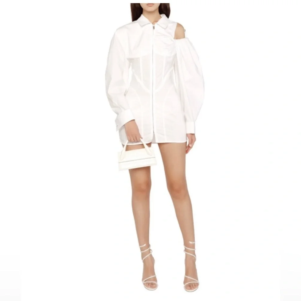 JACQUEMUS La Robe Galliga Cutout Poplin Mini Dress in White sz FR 36 US 4 920$ - Picture 9 of 17